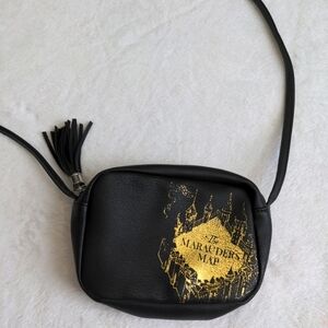 Harry Potter Marauders Map Small Black Gold Tasseled Bag purse Wb Universal